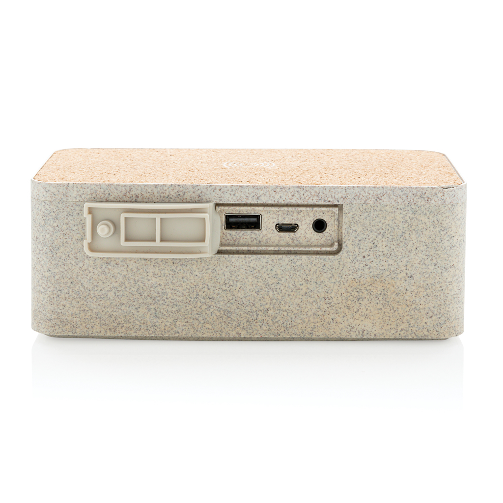 XD Collection Weizenstroh-Lautsprecher mit Qi-Wireless-Charger XD Collection Weizenstroh-Lautsprecher mit Qi-Wireless-Charger