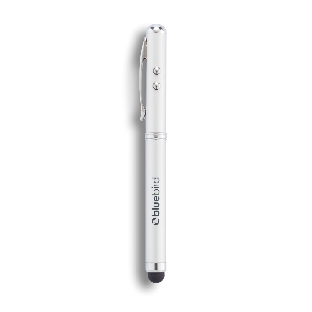 Edelstahl Pro 4-in-1 Kugelschreiber Stylus Laser-LED silber