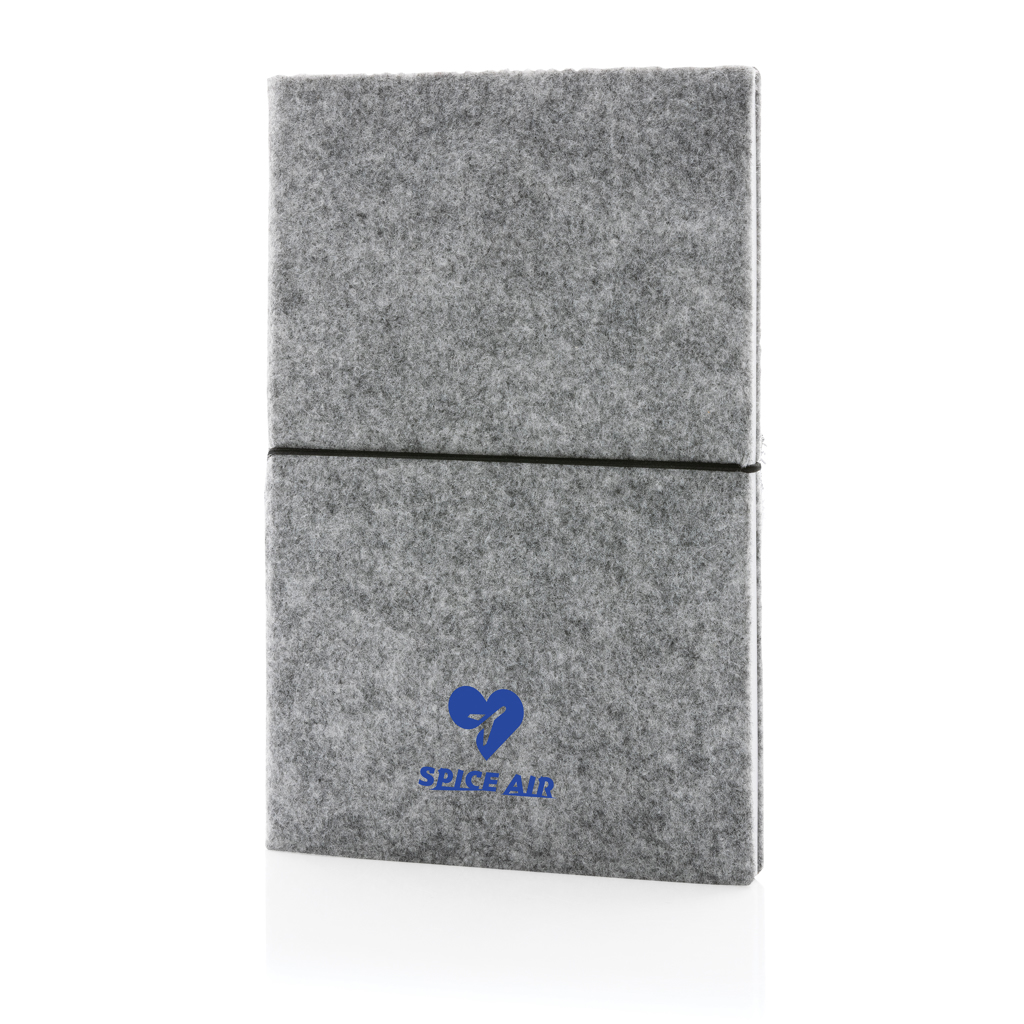 XD Collection A5-Softcover-Notizbuch aus GRS-zertifiziertem Recycling-Filz, bedruckbar
