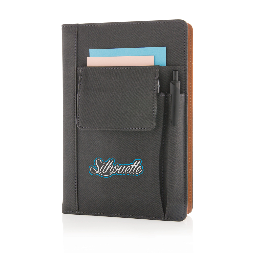 XD Collection Notizbuch mit Telefontasche – PU A5, schwarz, mit Logo bedruckbar