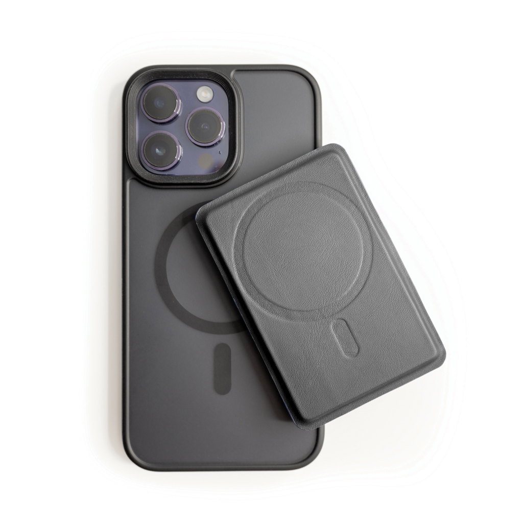 MagSafe iPhone RFID Kartenetui Ständer PU – schwarz