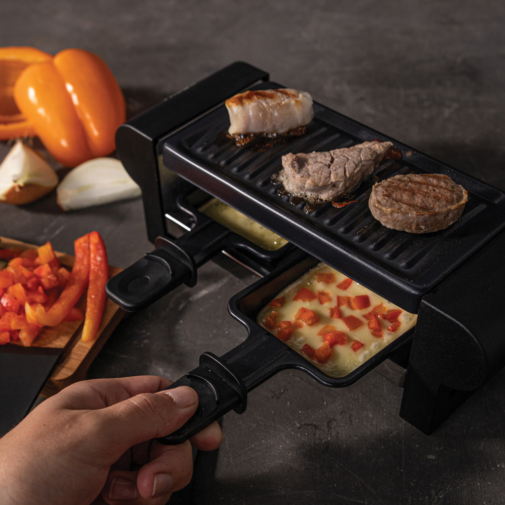 BOSKA Mini Raclette 220V Typ F für 2 Personen mit antihaftbeschichteten Pfännchen