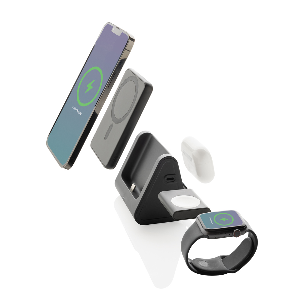 Powerbase Trio Charger aus RCS-Kunststoff – Perfektes Kundenbindungs-Gadget mit Logo