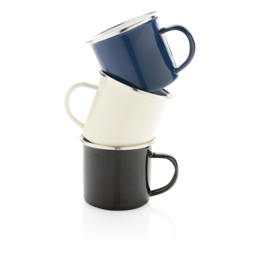 Leichter Emaille Becher 350 ml aus Kohlenstoffstahl – Weiß Leichter Emaille Becher 350 ml aus Kohlenstoffstahl – Weiß