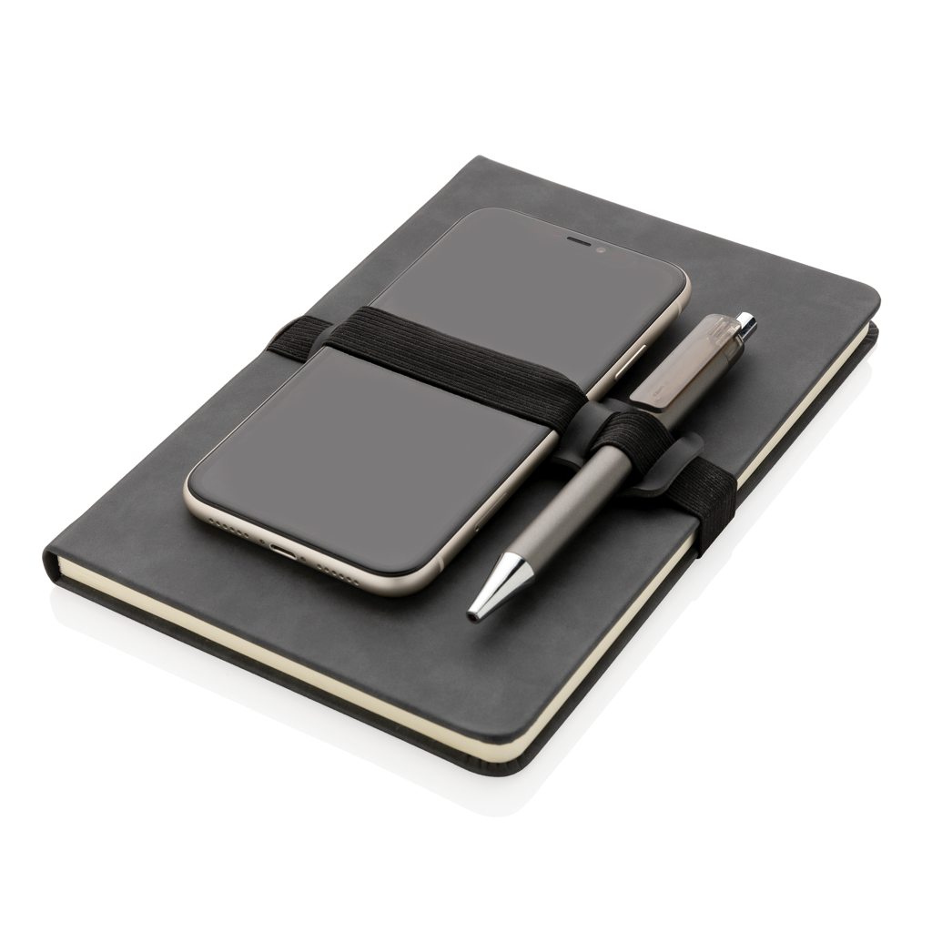 Business Hardcover Notizbuch mit Stift-/Handyhalter, grau Business Hardcover Notizbuch mit Stift-/Handyhalter, grau