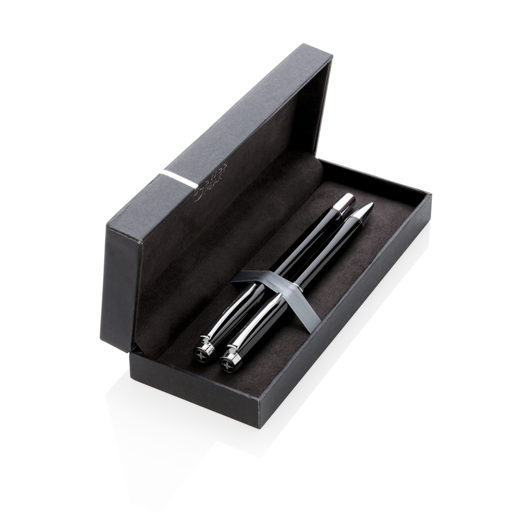 Swiss Peak Messing Stift-Set Kugelschreiber/Rollerball schwarz