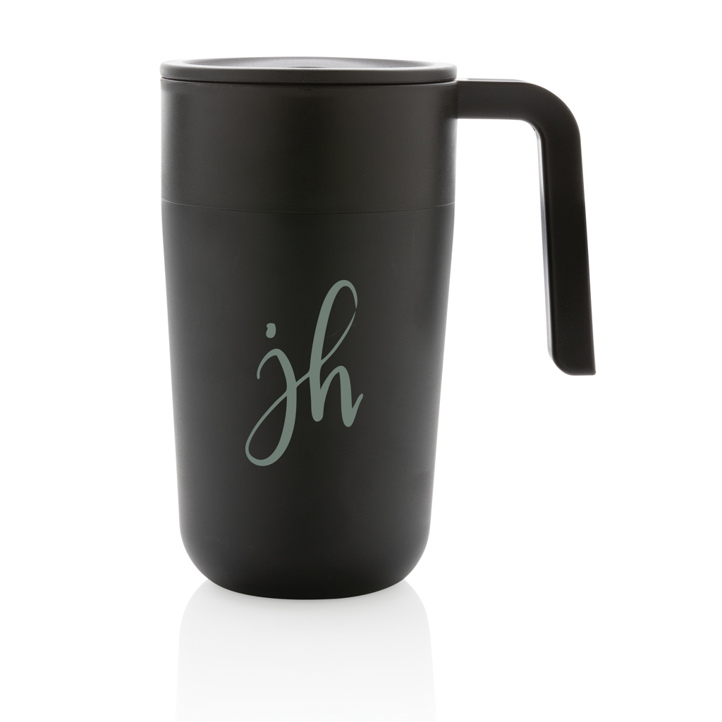 XD Collection GRS recycelter PP-Becher mit Griff 480 ml, Edelstahl, BPA-frei XD Collection GRS recycelter PP-Becher mit Griff 480 ml, Edelstahl, BPA-frei