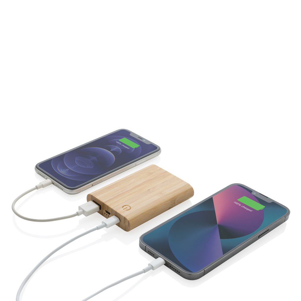 BambooPower 5000mAh Powerbank für Events und Messen mit Logo-Option BambooPower 5000mAh Powerbank für Events und Messen mit Logo-Option