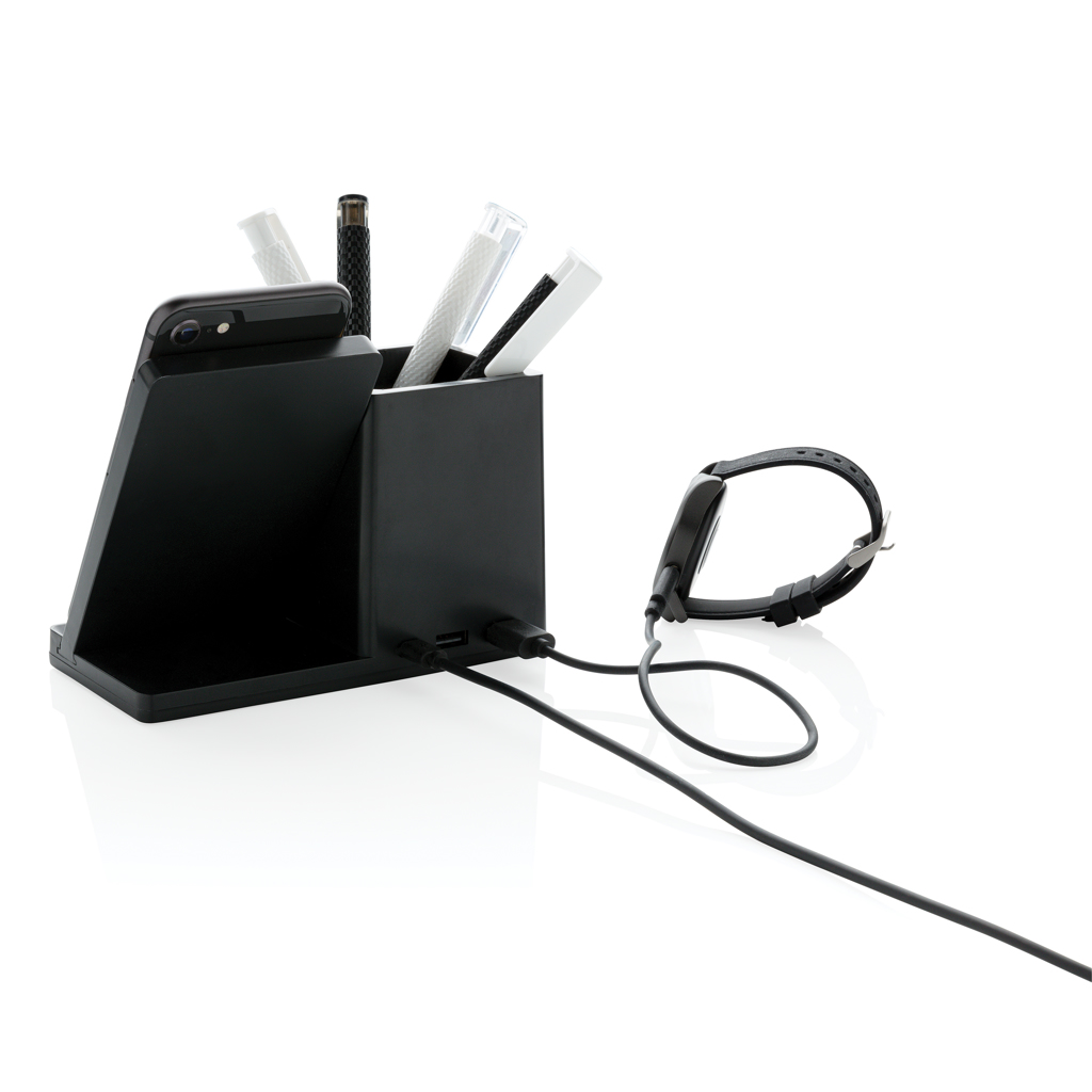 Ontario Wireless Charger 10W mit Stiftehalter aus FSC-Bambus und RCS-ABS Ontario Wireless Charger 10W mit Stiftehalter aus FSC-Bambus und RCS-ABS