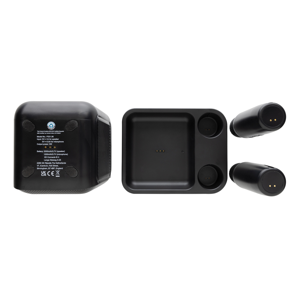 XD Collection Singvibe Karaoke-Set mit Doppelmikrofon aus RCS-recyceltem ABS