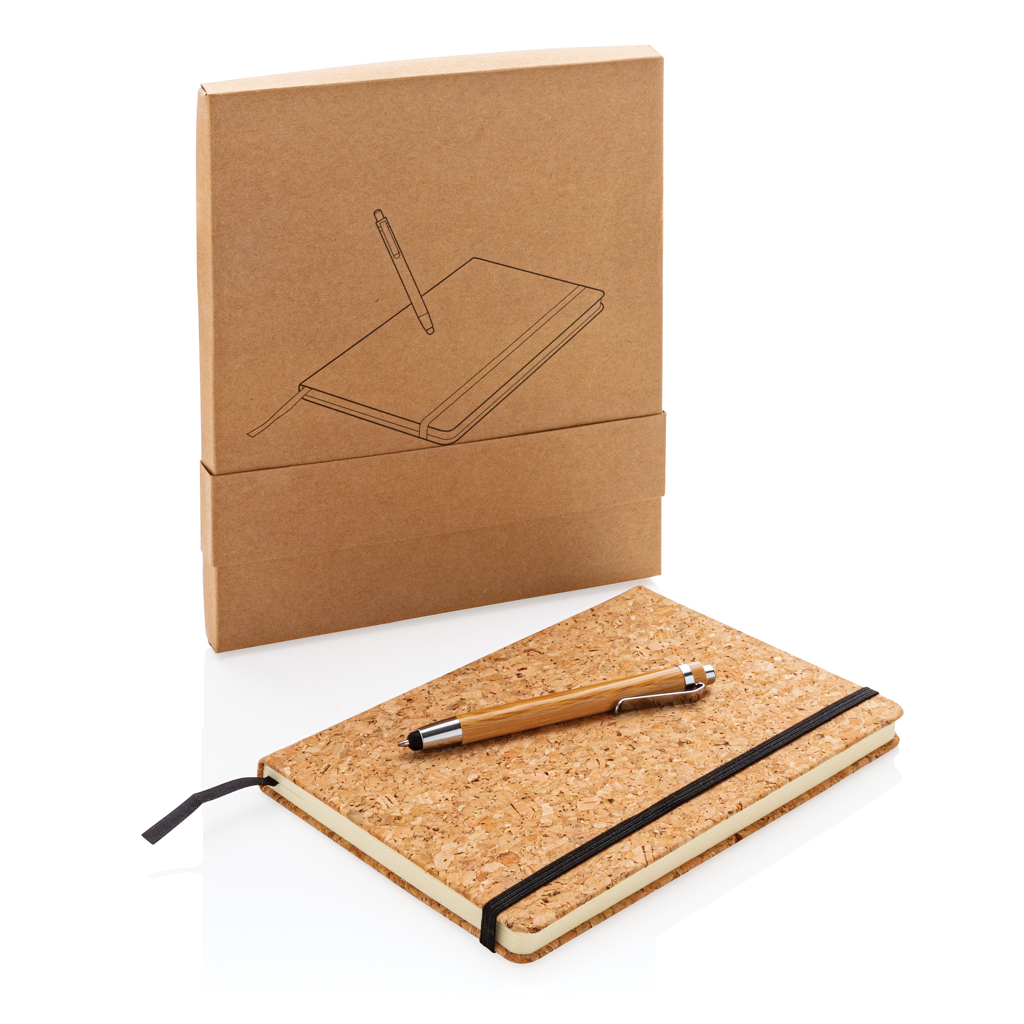 XD Collection Kork-Notizbuch A5 mit Bambus-Stift und Stylus, FSC-Mix XD Collection Kork-Notizbuch A5 mit Bambus-Stift und Stylus, FSC-Mix