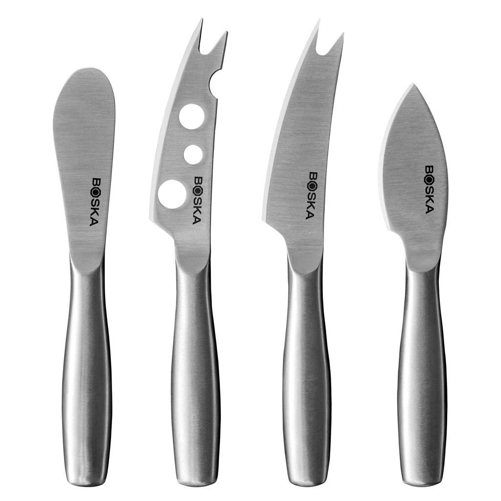 BOSKA Käsemesserset Mini Copenhagen – 4 Edelstahlmesser für harten, weichen und streichfähigen Käse