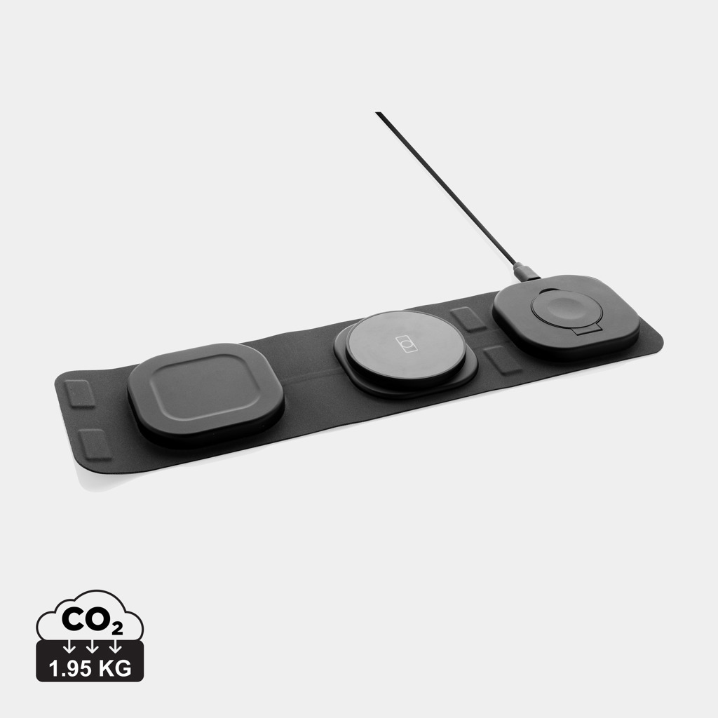 Swiss Peak 3-in-1 Wireless Charger 15W, faltbar, RCS-recycelt Swiss Peak 3-in-1 Wireless Charger 15W, faltbar, RCS-recycelt