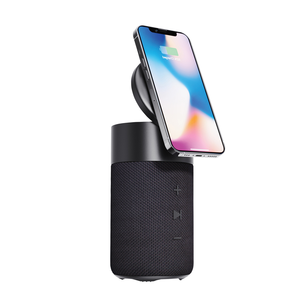 Urban Vitamin Anaheim 10W Bluetooth-Lautsprecher mit 15W-Wireless-Charger, recyceltes ABS/RPET Urban Vitamin Anaheim 10W Bluetooth-Lautsprecher mit 15W-Wireless-Charger, recyceltes ABS/RPET