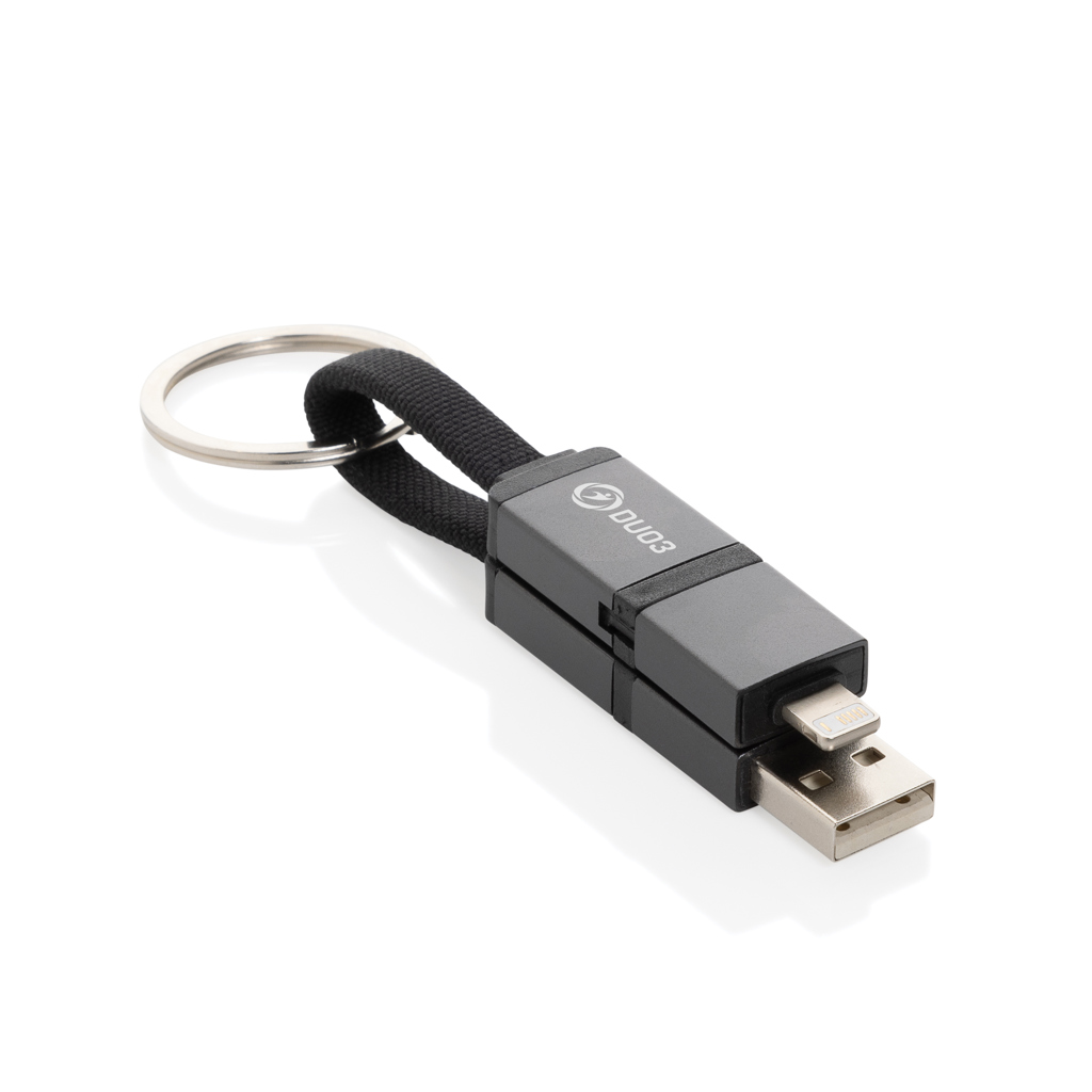 Terra 4-in-1 Schlüsselbund-Ladekabel aus rPET – Innovativer Werbeartikel mit Logo Terra 4-in-1 Schlüsselbund-Ladekabel aus rPET – Innovativer Werbeartikel mit Logo