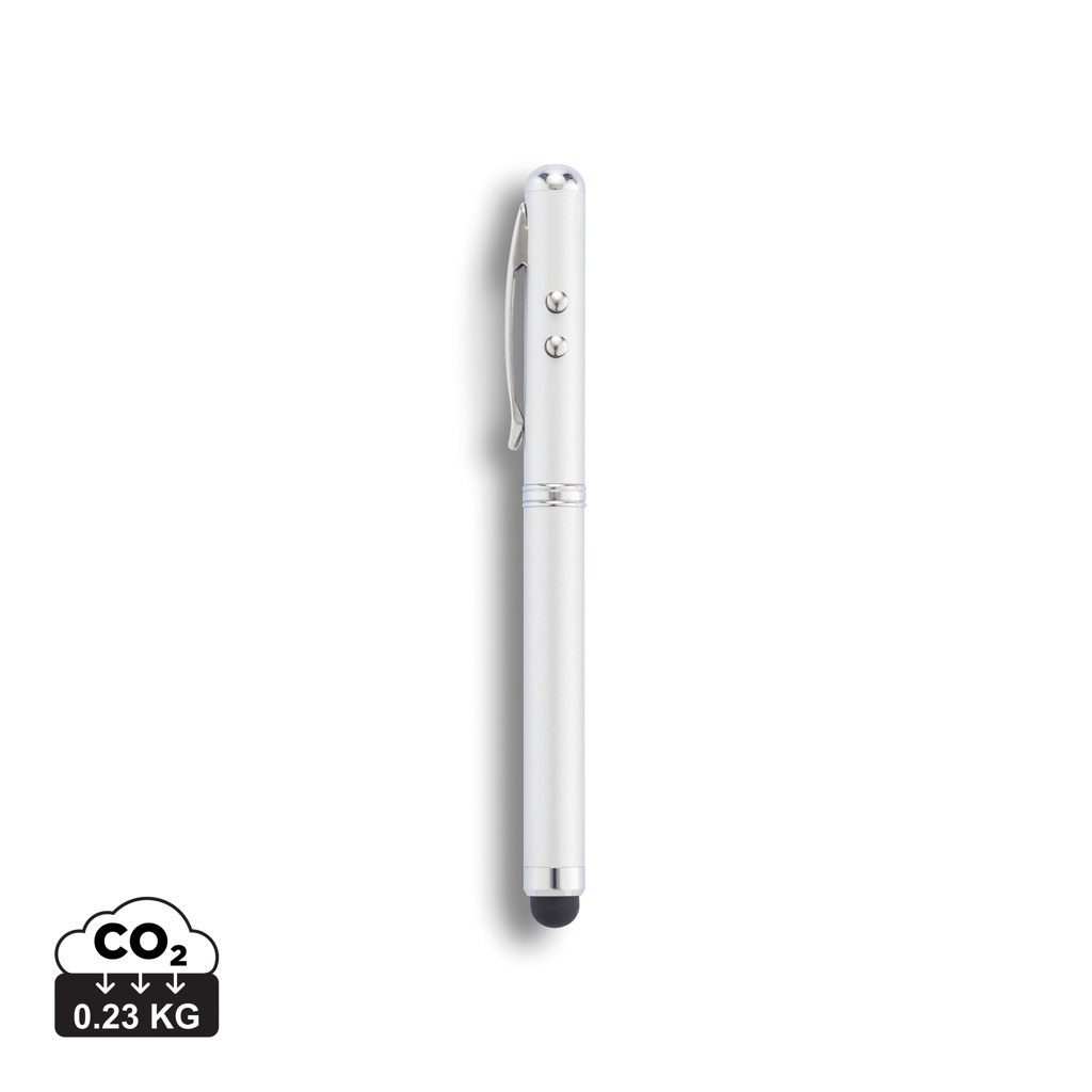 Edelstahl Pro 4-in-1 Kugelschreiber Stylus Laser-LED silber