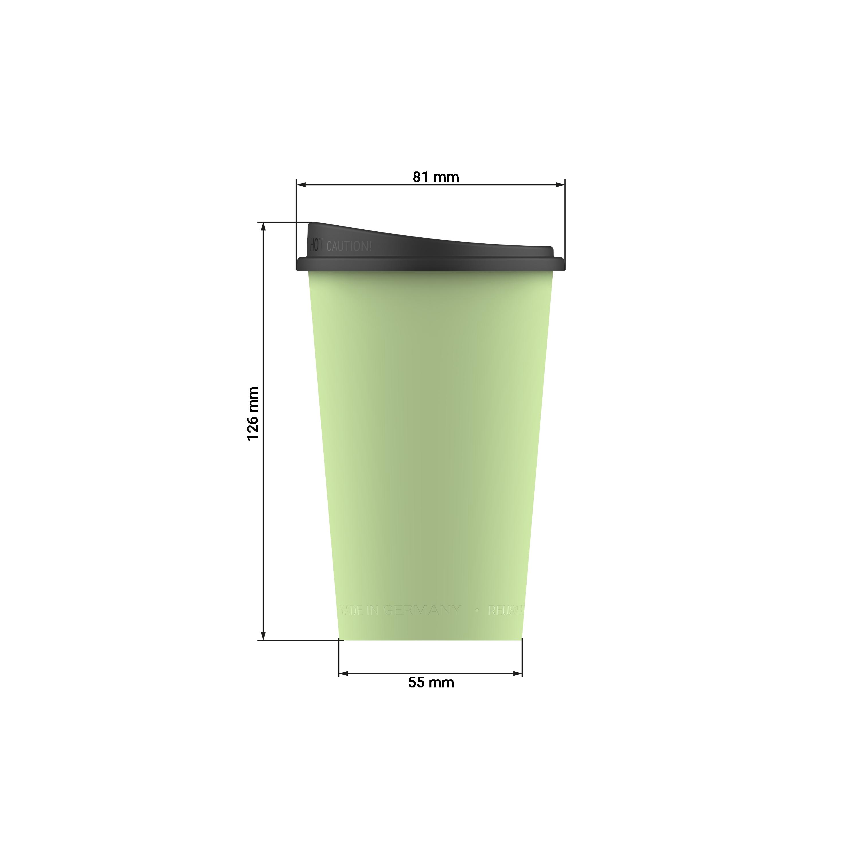 Kaffeebecher "ToGo", 0,3 l – Bemassung_gruen Kaffeebecher "ToGo", 0,3 l