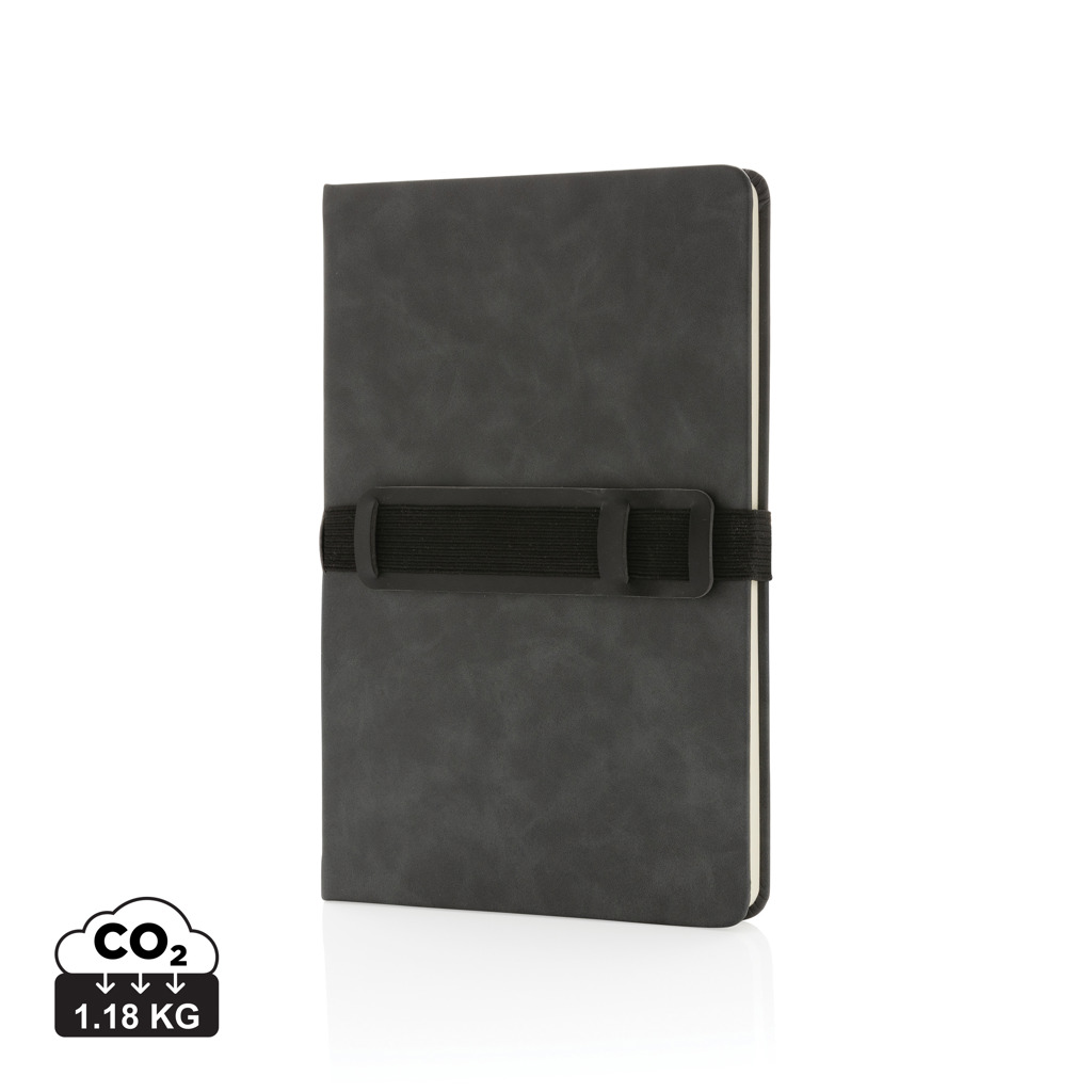 Business Hardcover Notizbuch mit Stift-/Handyhalter, grau Business Hardcover Notizbuch mit Stift-/Handyhalter, grau