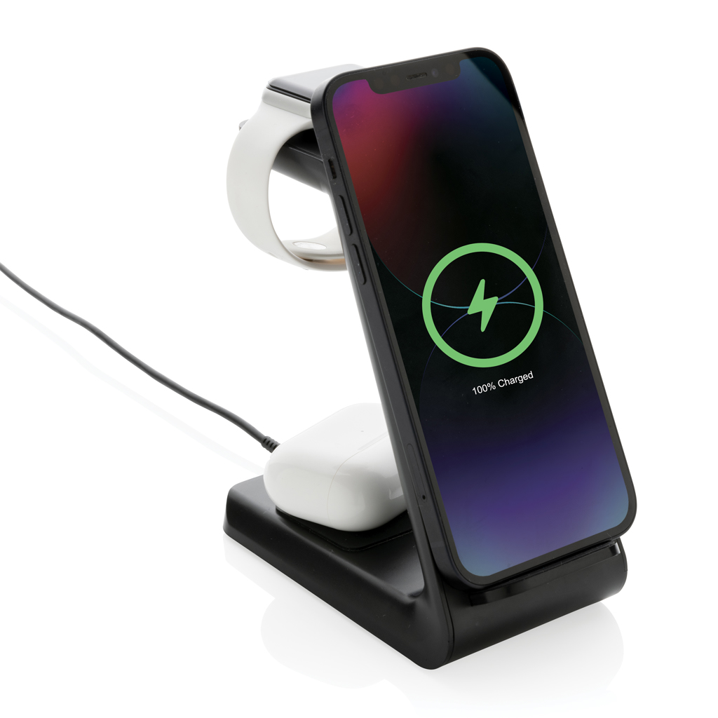 Urban Vitamin Fairfield 3-in-1 Wireless Charger aus recyceltem ABS