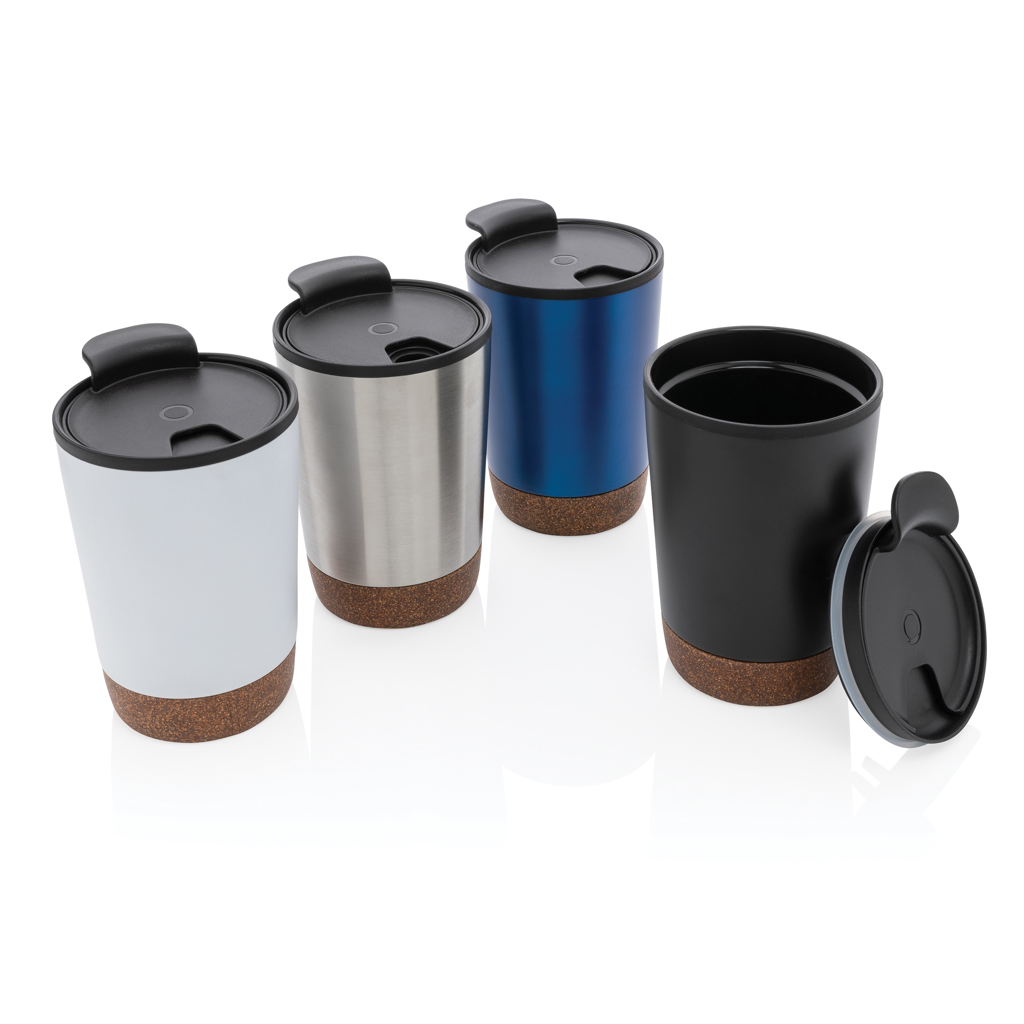 XD Collection RCS Edelstahl-Kaffeebecher mit Kork, 300 ml, mit Logo bedruckbar XD Collection RCS Edelstahl-Kaffeebecher mit Kork, 300 ml, mit Logo bedruckbar