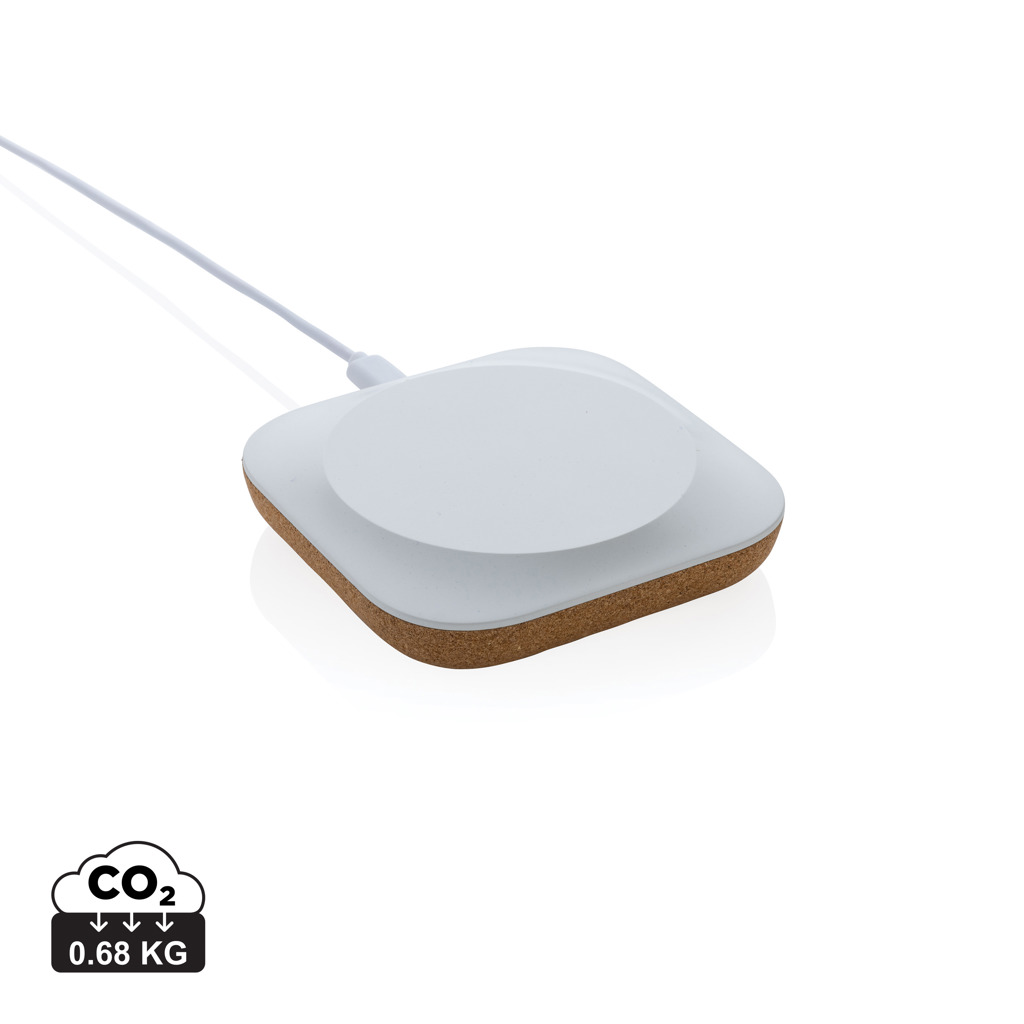 Oregon Wireless-Charger 10W aus FSC-Kork und recyceltem ABS, bedruckbar
