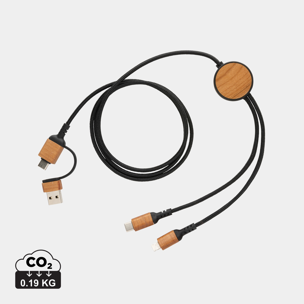 Ohio Luxus 6-in-1 Kabel Kirschholz – Exklusives Werbegeschenk mit Logo