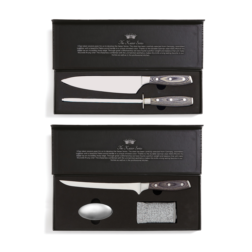 B2B Profi-Messer & Wetzstahl Set X50CrMoV15 – Stahl B2B Profi-Messer & Wetzstahl Set X50CrMoV15 – Stahl