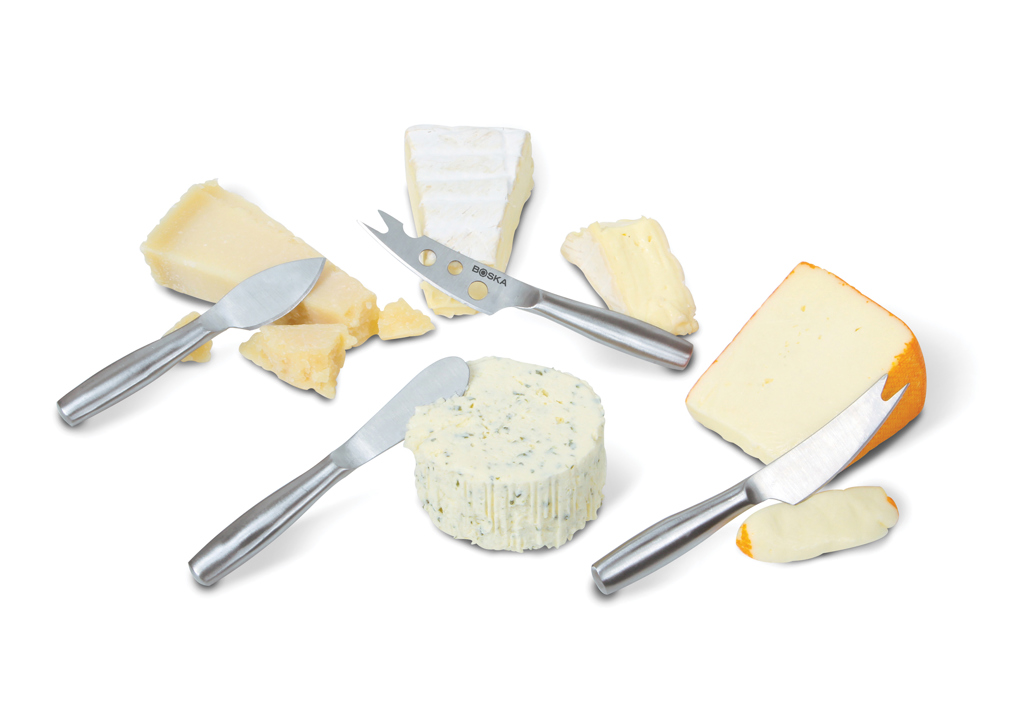 BOSKA Käsemesserset Mini Copenhagen – 4 Edelstahlmesser für harten, weichen und streichfähigen Käse