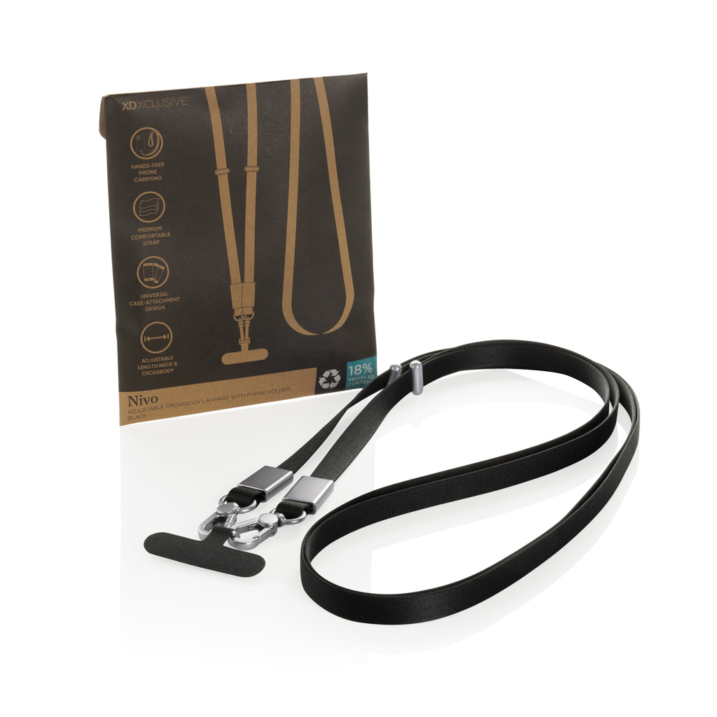 Nivo Crossbody-Handyband aus RCS-recyceltem PET, bedruckbar Nivo Crossbody-Handyband aus RCS-recyceltem PET, bedruckbar