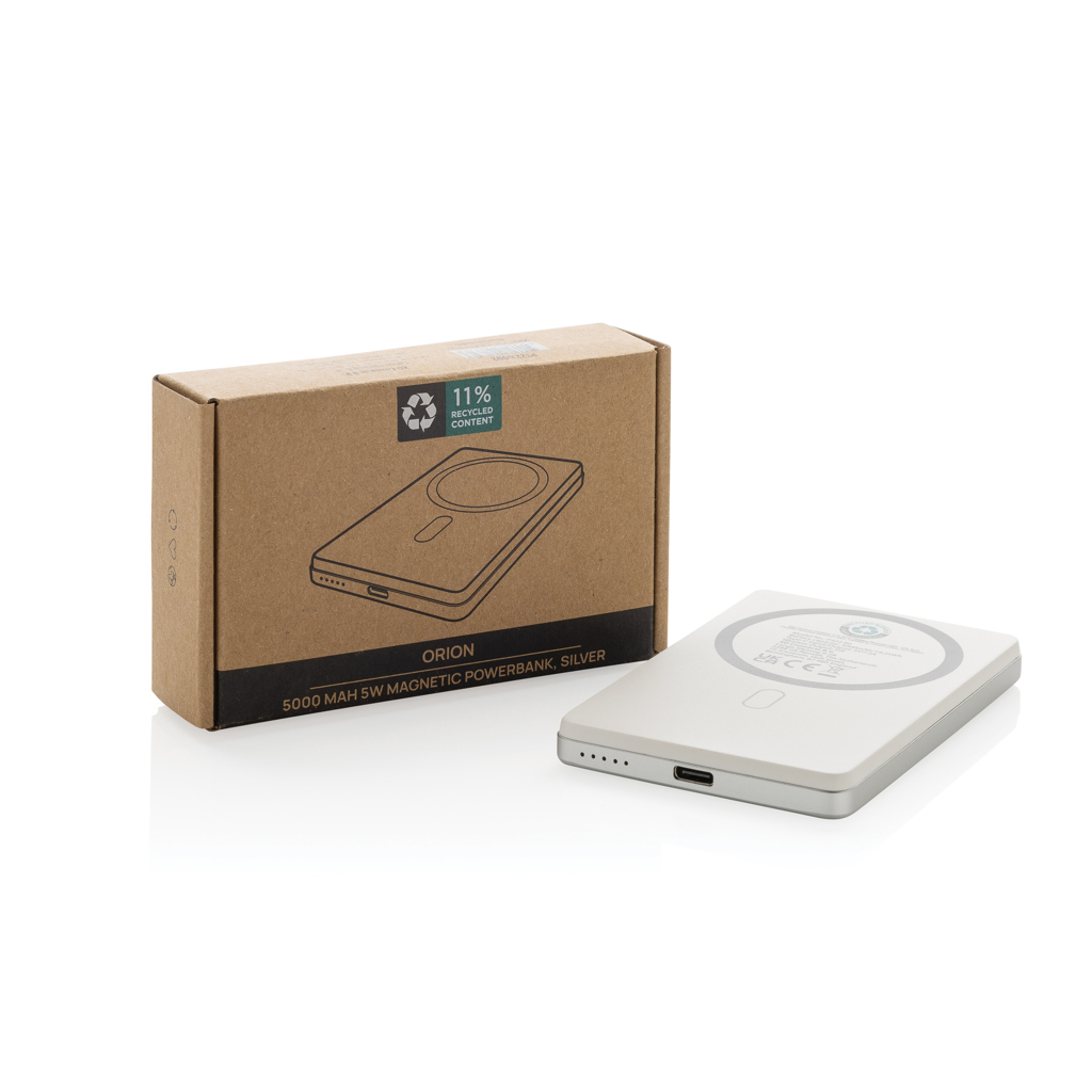 XD Collection Orion Powerbank 5.000 mAh magnetisch — recyceltes Aluminium, bedruckbar