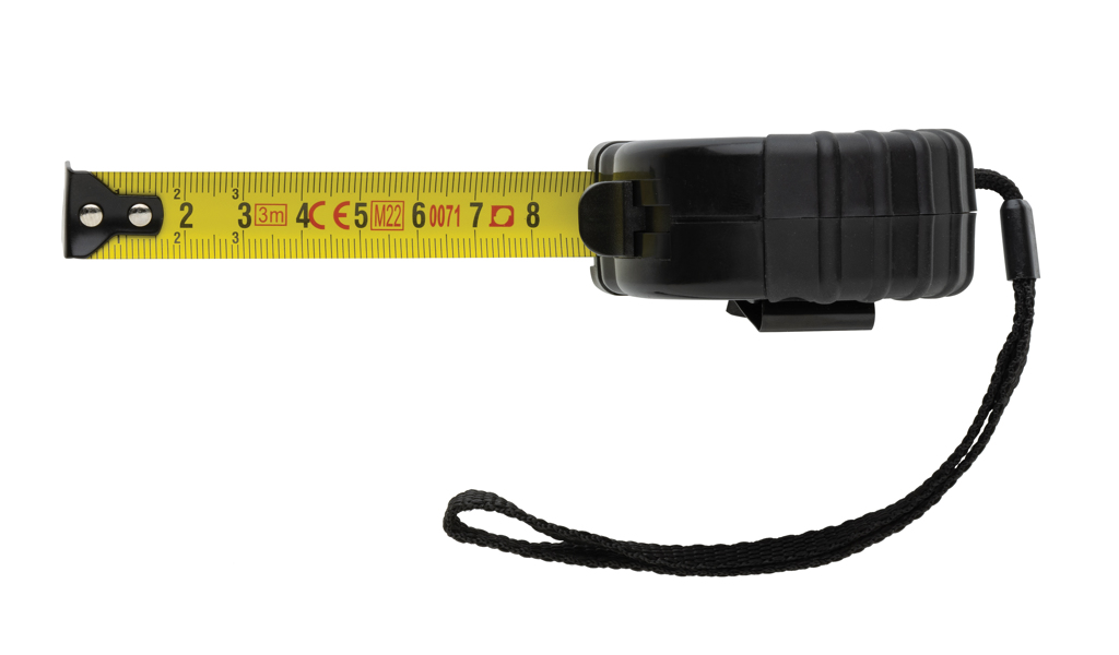 XD Collection Maßband 3 m aus recyceltem ABS, RCS-zertifiziert, mit Logo bedruckbar