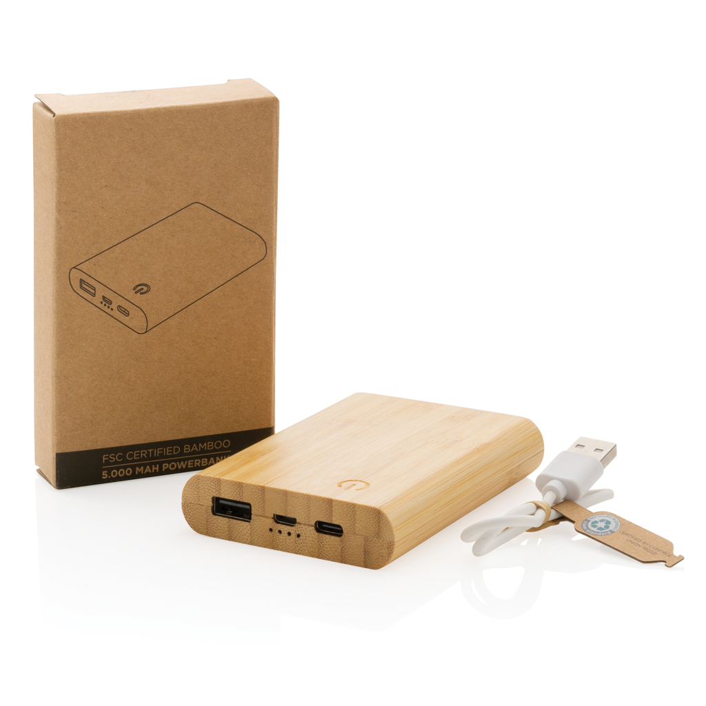 BambooPower 5000mAh Powerbank für Events und Messen mit Logo-Option