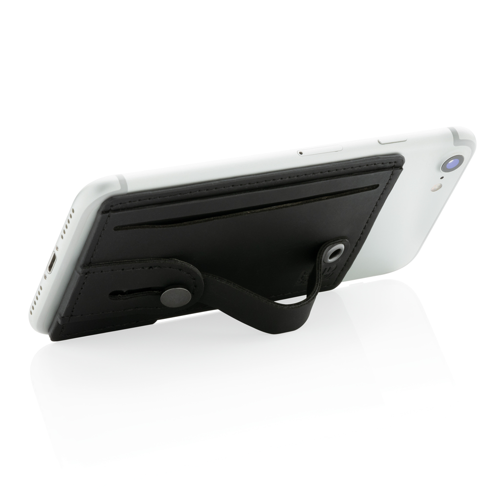 RFID Smartphone-Kartenhalter 3-in-1 mit Stand+Grip – schwarz