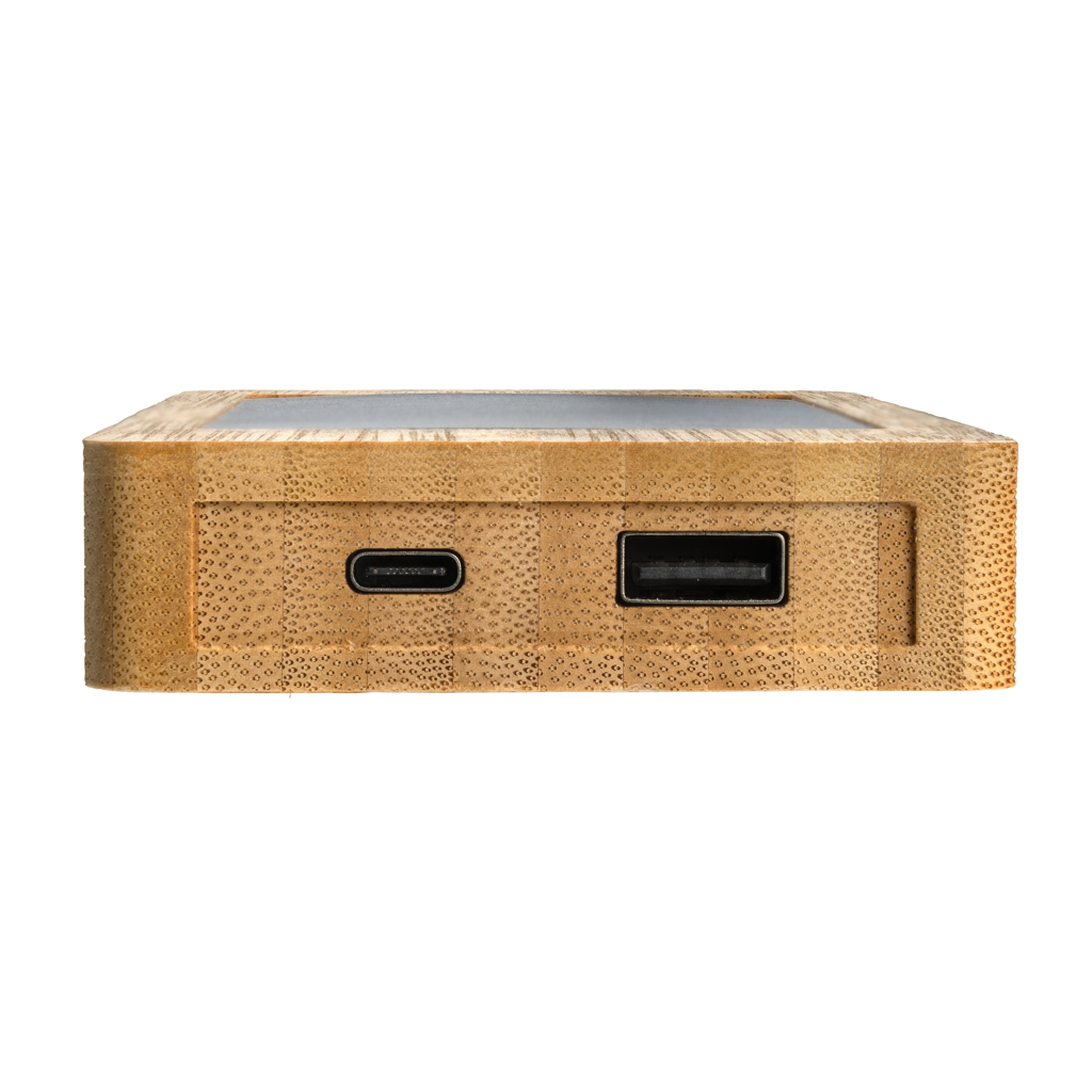 Sunwick Solar-Powerbank 10.000 mAh aus FSC-Bambus, bedruckbar