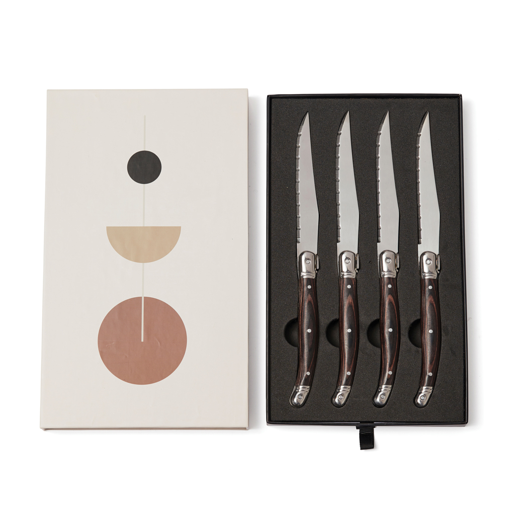 VINGA Gigaro Fleischmesser-Set, 4-teilig, Edelstahl mit Holzgriff VINGA Gigaro Fleischmesser-Set, 4-teilig, Edelstahl mit Holzgriff