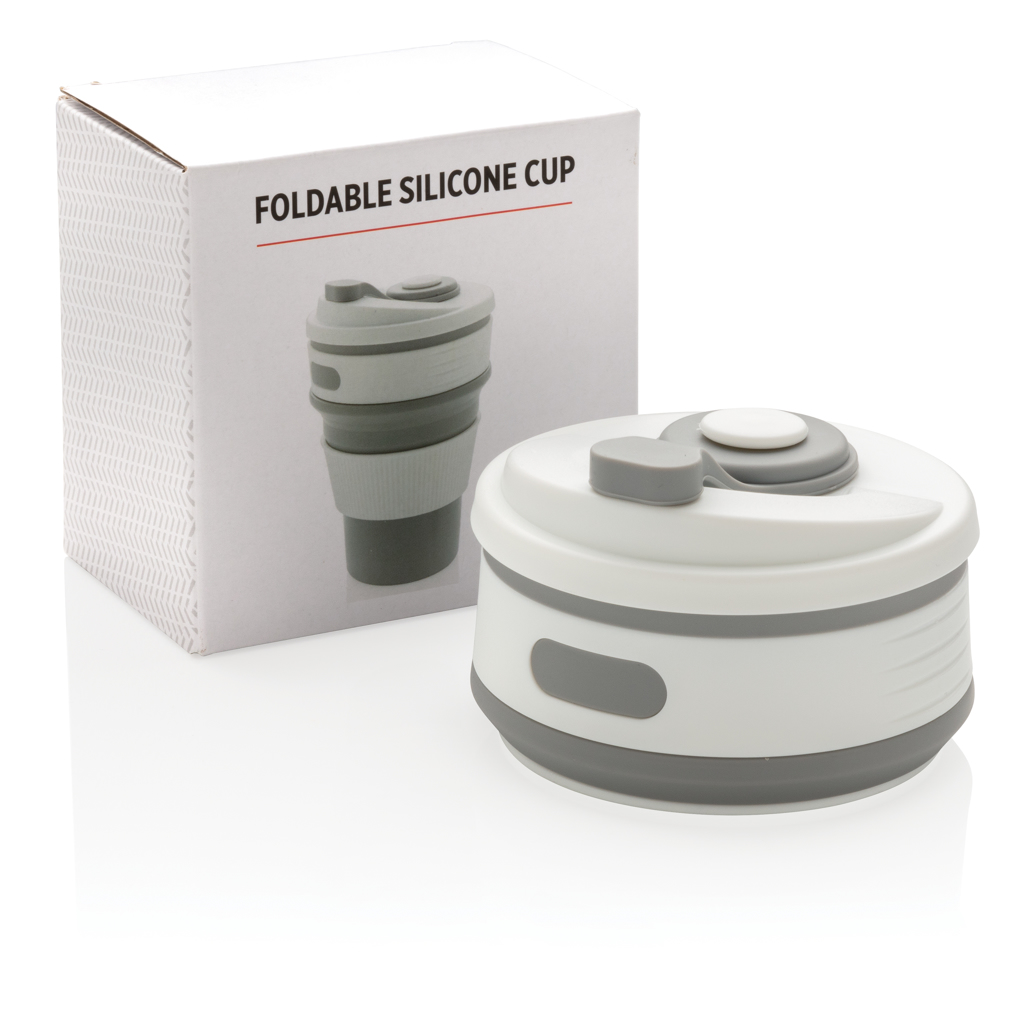 Faltbarer Silikon-Becher 350 ml, BPA-frei, bedruckbar
