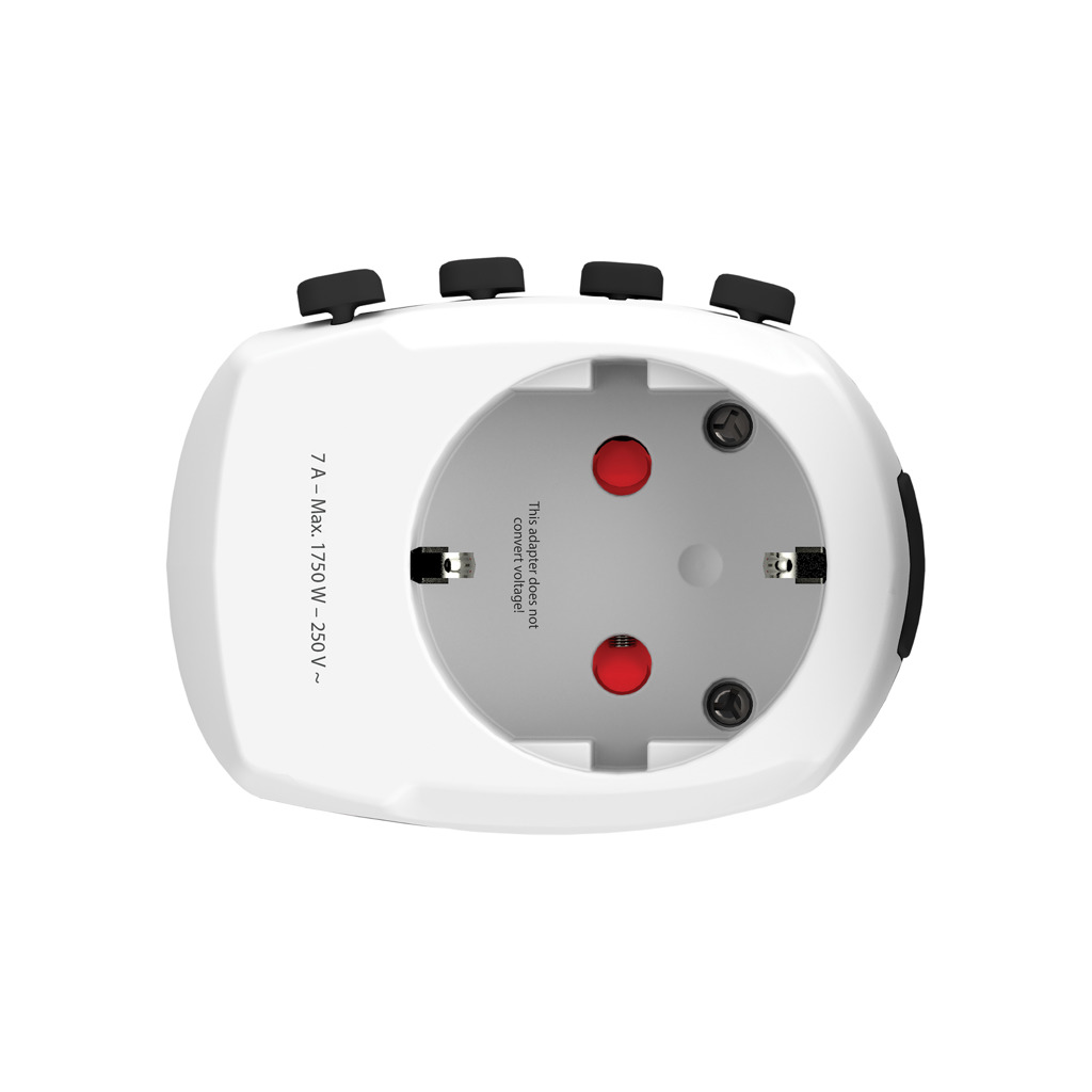 SKROSS Pro 3-Pol Reiseadapter weltweit, 100+ Länder, weiß