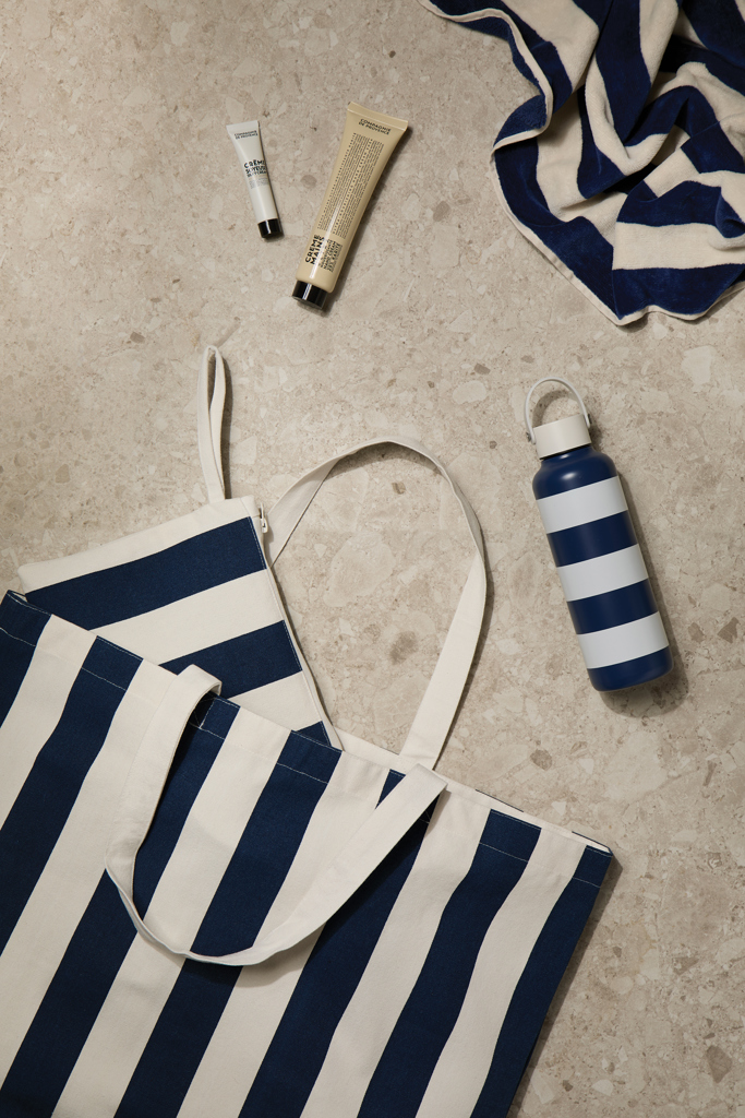 VINGA Lagoa GRS Strandtasche aus 98 % recycelten Materialien, bestickbar
