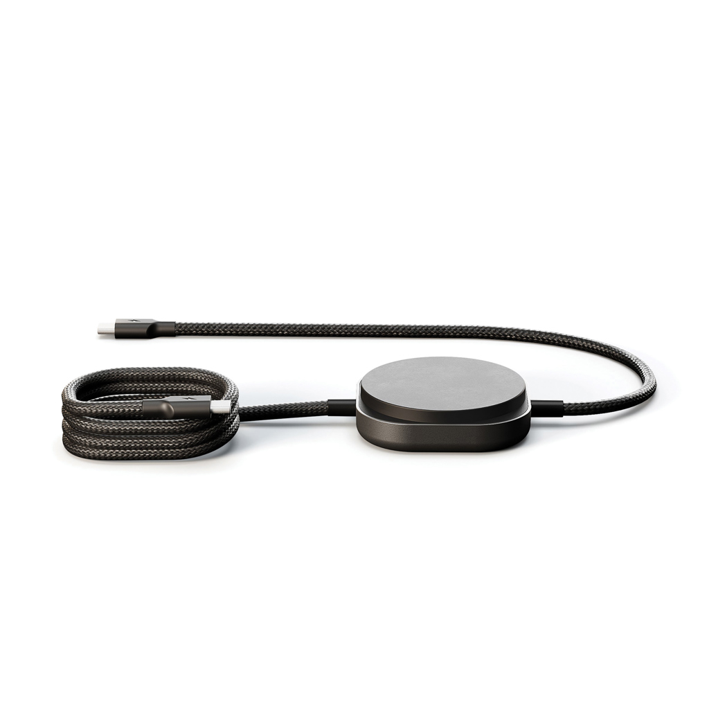 Zens Ladekabel USB C-C Pro 2 – 2-in-1 mit Qi2 15 W kabellos, Aluminium, mit Logo