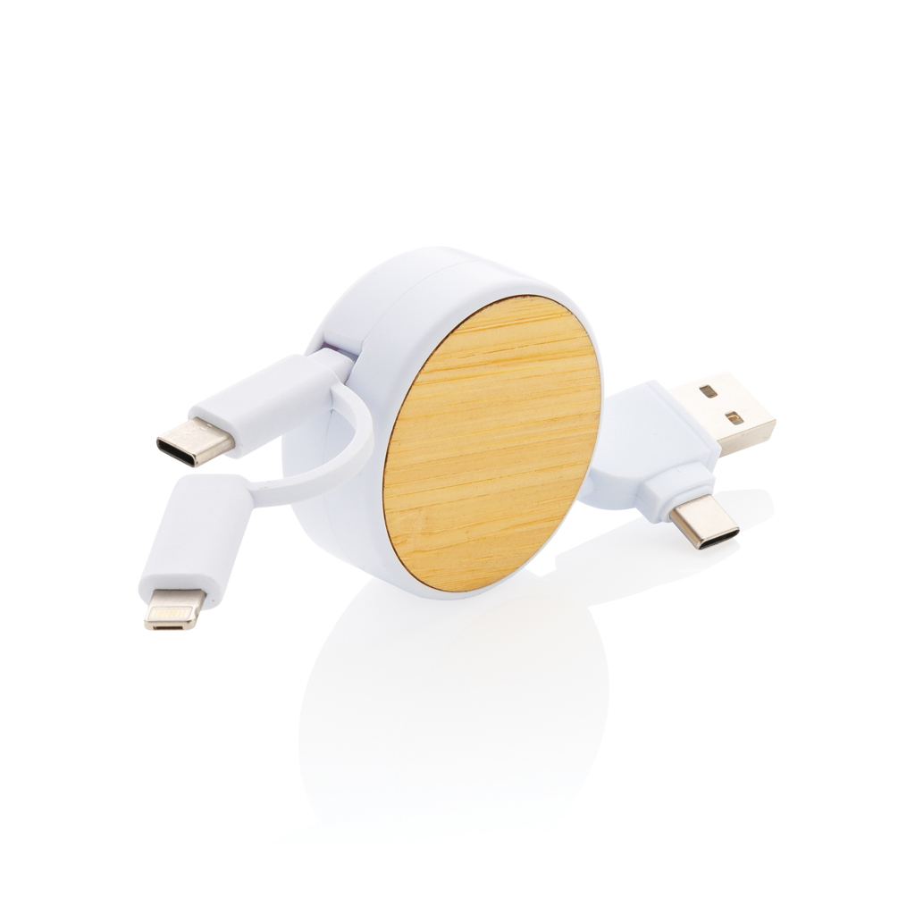 Ontario Multikabel 6-in-1 FSC-Bambus – Praktisches Werbegeschenk für Events