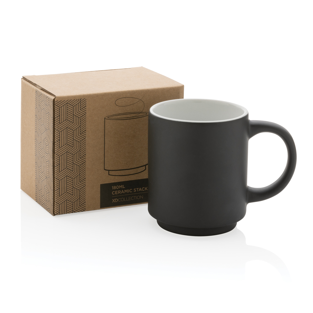Stapelbare Keramiktasse 180 ml von XD Collection mit Logo bedrucken