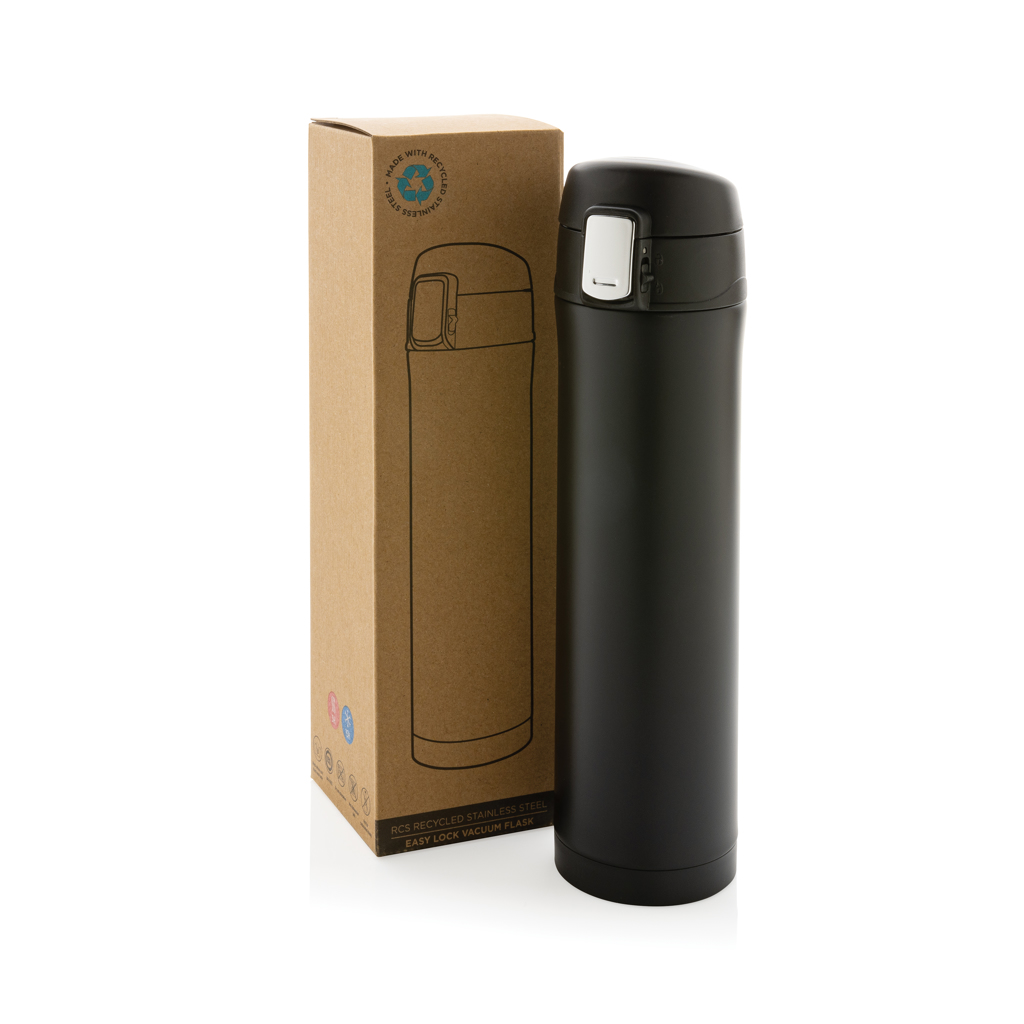 XD Collection Easy Lock Vakuumflasche 450 ml aus RCS recyceltem Edelstahl, bedruckbar