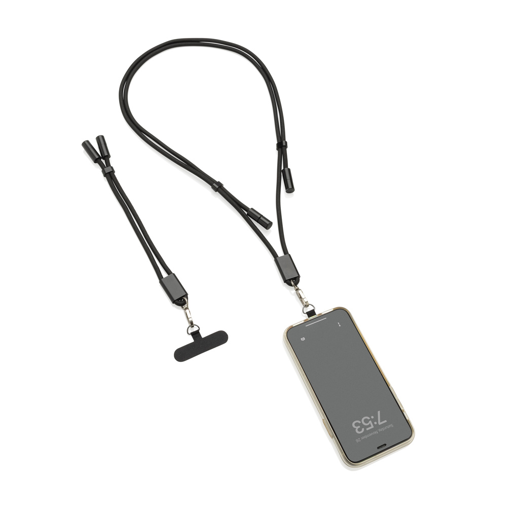RCS‑zert. rPET 60W USB‑C Handgelenk‑Kabel – schwarz
