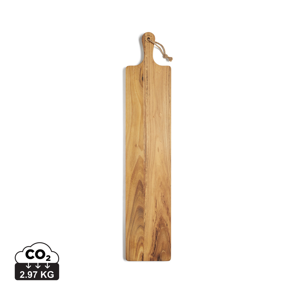 VINGA Buscot langes Servierbrett aus FSC-Teakholz, 75 cm, mit Logo-Gravur VINGA Buscot langes Servierbrett aus FSC-Teakholz, 75 cm, mit Logo-Gravur