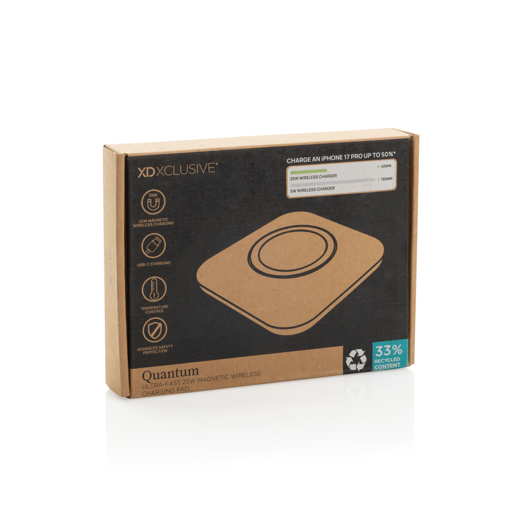 XD Xclusive Quantum 25W magnetisches Wireless-Charging-Pad – recyceltes ABS, bedruckbar
