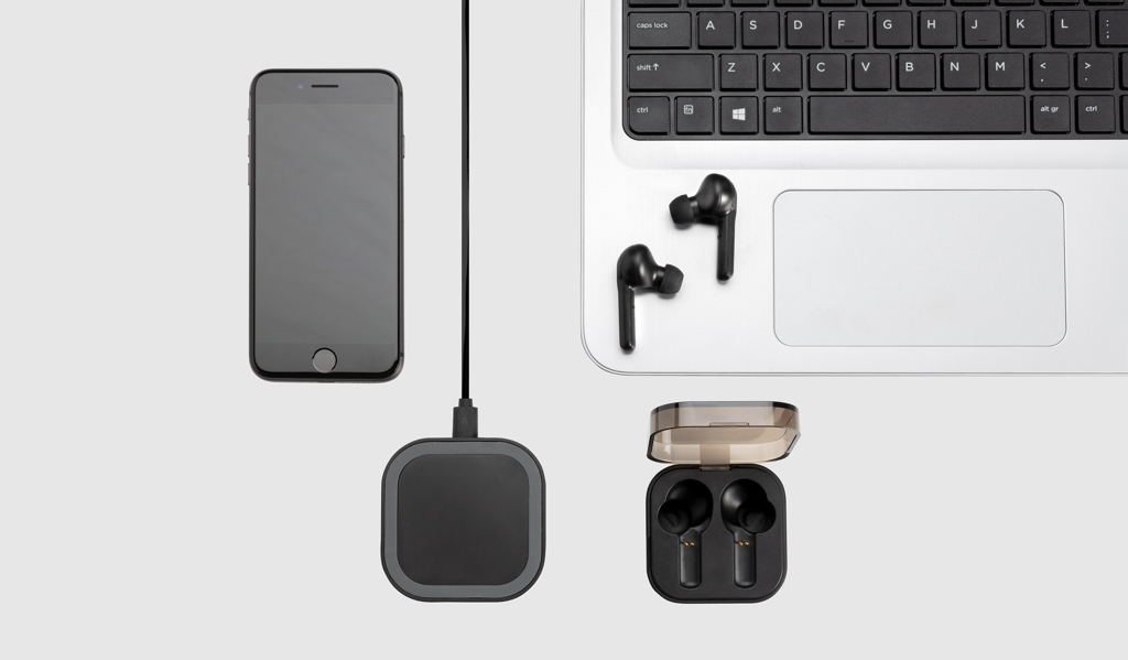 XD Collection TrueWireless Ohrhörer mit kabelloser QI-Ladebox – bedruckbar XD Collection TrueWireless Ohrhörer mit kabelloser QI-Ladebox – bedruckbar