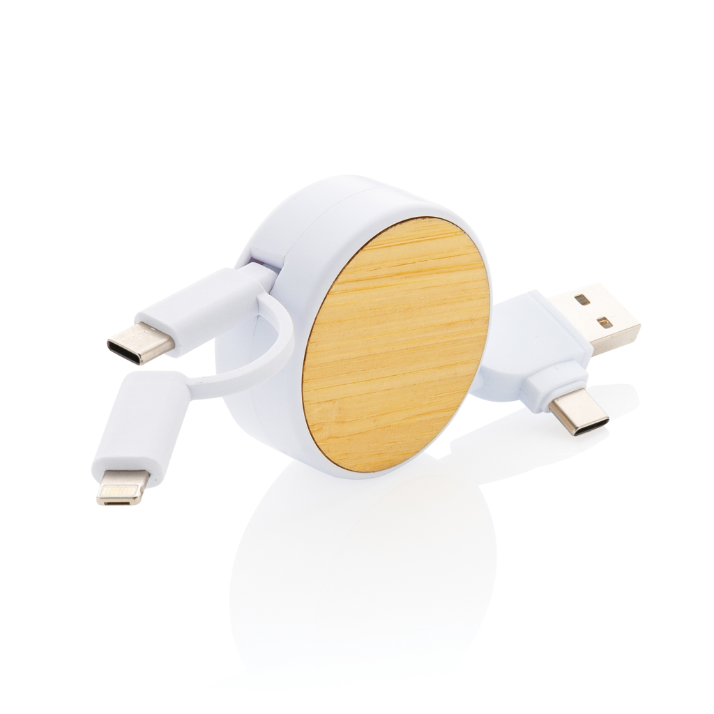 Ontario Multikabel 6-in-1 FSC-Bambus – Praktisches Werbegeschenk für Events Ontario Multikabel 6-in-1 FSC-Bambus – Praktisches Werbegeschenk für Events