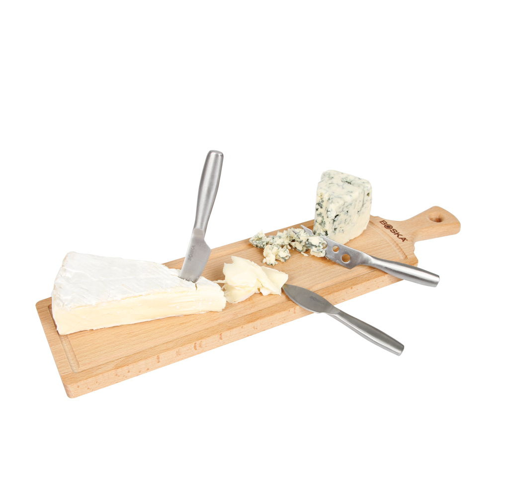 BOSKA Käse-Set Amigo mit Buchenholzbrett – bedruckbar mit CO2-Gravur