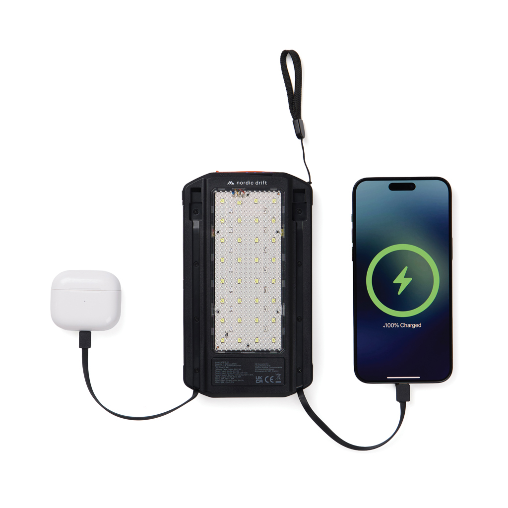 Nordic Drift Titan Solar-Powerbank 10.000 mAh mit 3 Faltpanels, bedruckbar