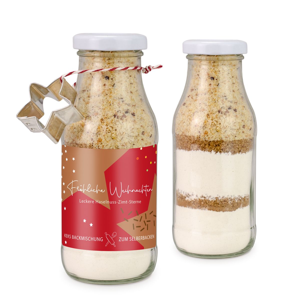 Backmischung für Plätzchen in der Glasflasche mit Ausstecher
